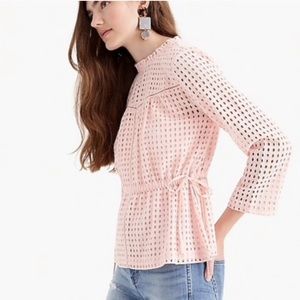 JCrew Point Sur pink eyelet blouse